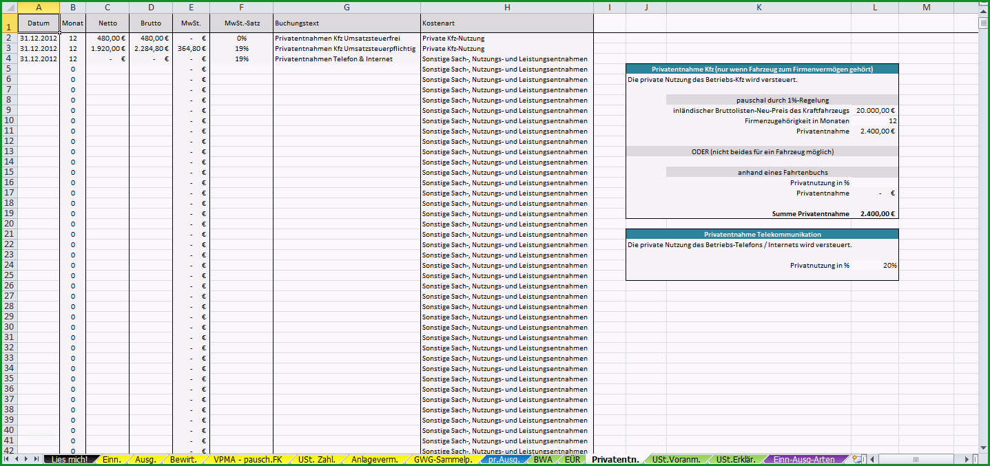 excel vorlage einnahmen ueberschuss rechnung euer 2013