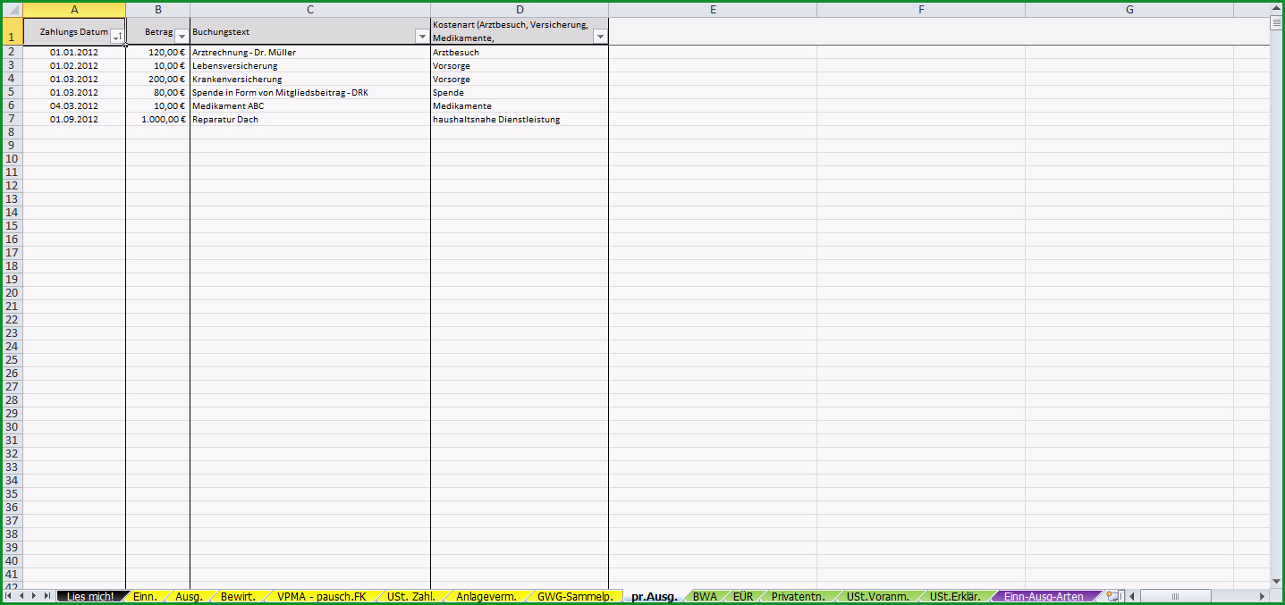 einnahmenueberschussrechnung vorlage excel openoffice