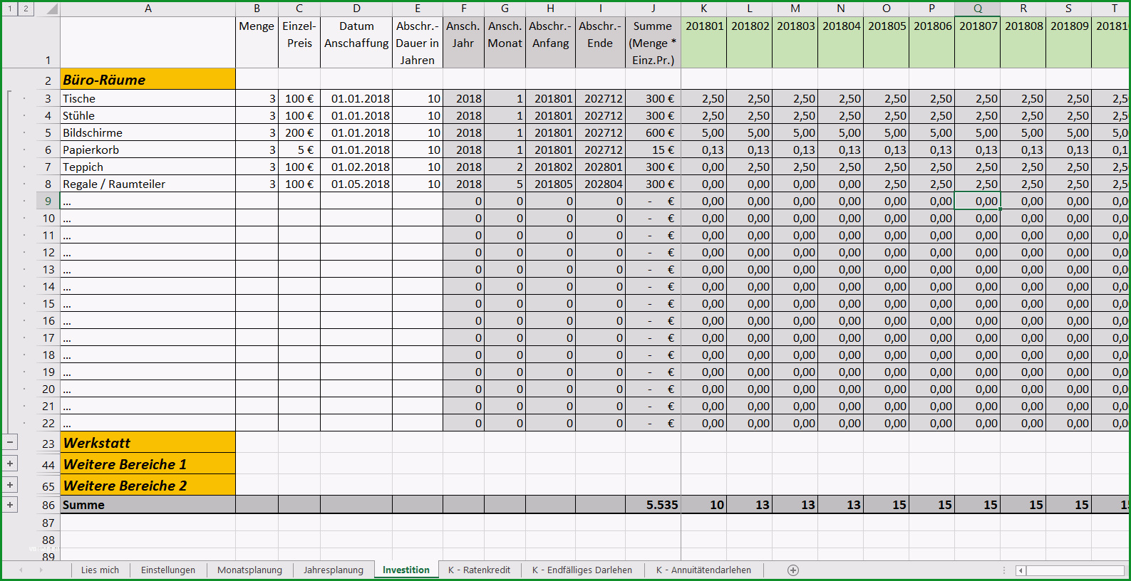 excel vorlage finanzplan businessplan