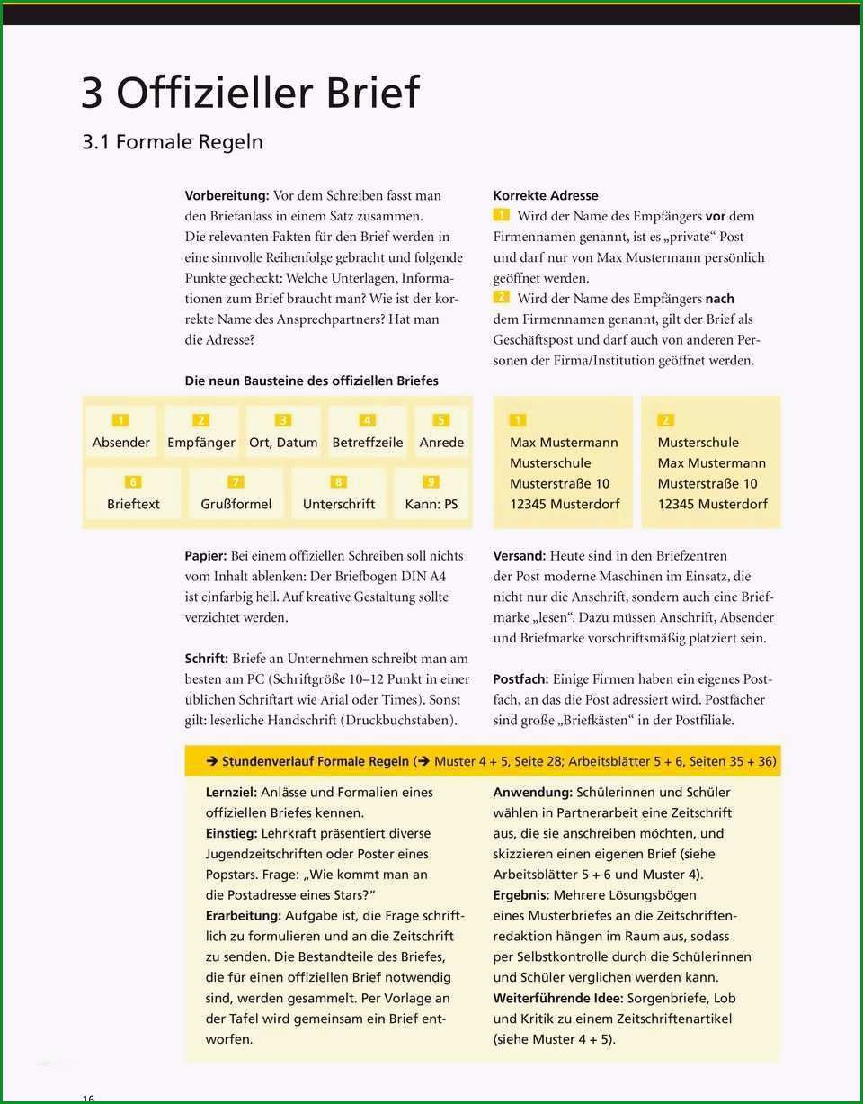 offiziellen brief schreiben schule