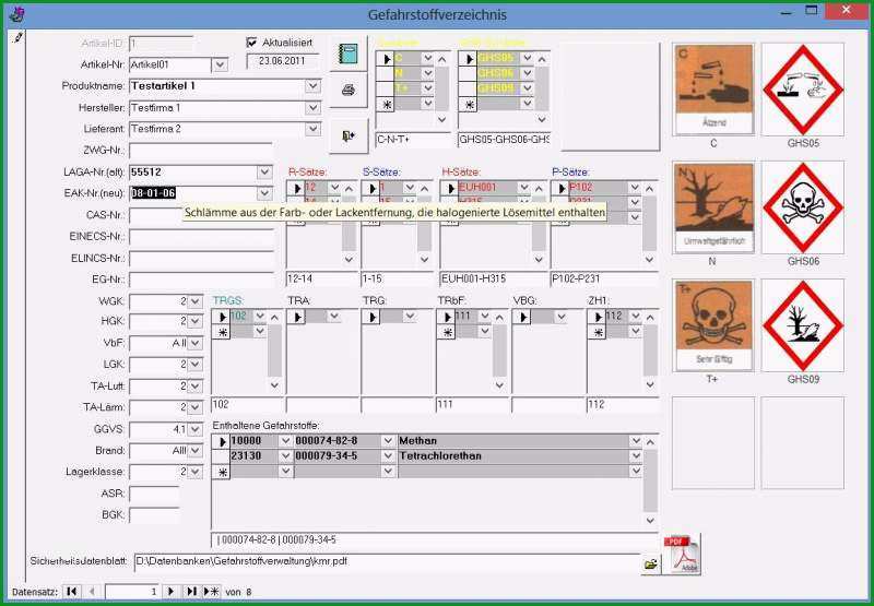 gefahrstoffverwaltung fuer access