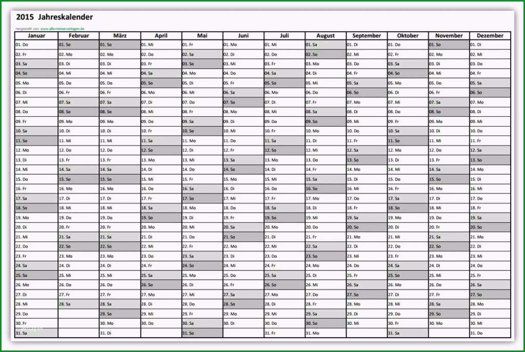 Ausgezeichnet Kalender Vorlage Für 2015