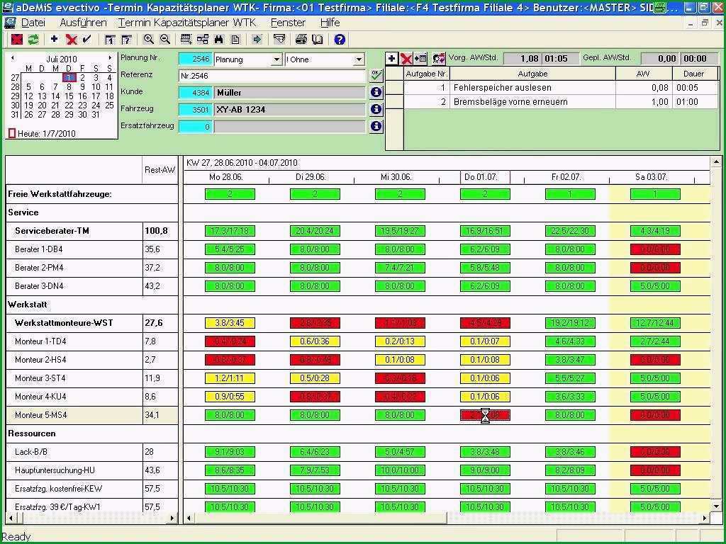 kapazitatsplanung mitarbeiter excel vorlage grosartig werkstattplaner evectivo das steuerungswerkzeug fur ihre