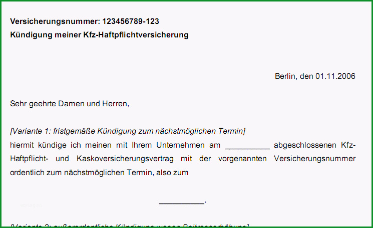 kfz versicherung kndigen vorlage designautoversicherung kundigen vorlage