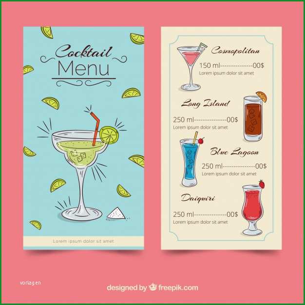 kreative cocktailkarte vorlage