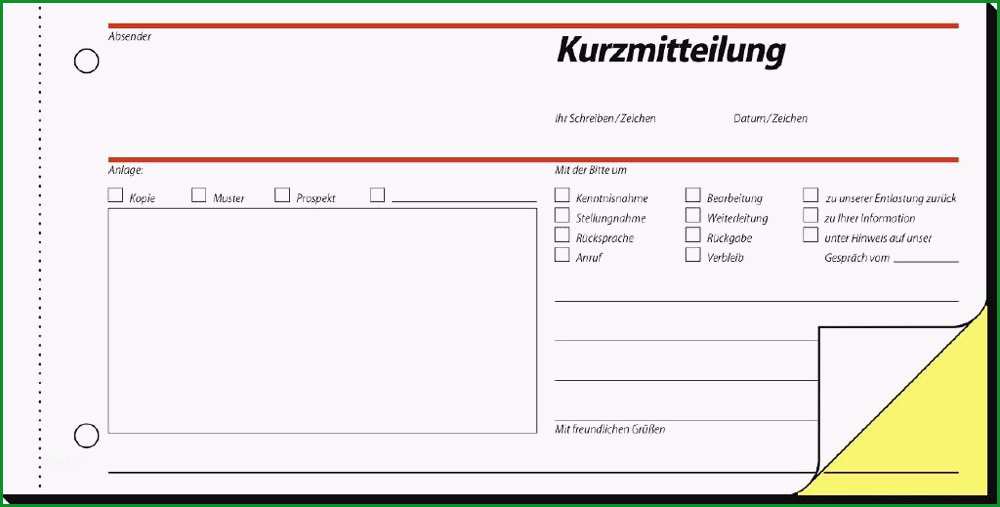 kurzbrief vorlage zum ausdrucken