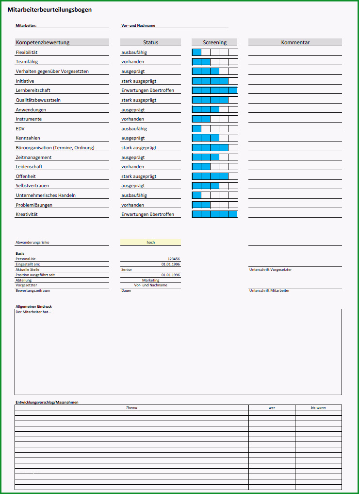 MA Beurteilungsbogen