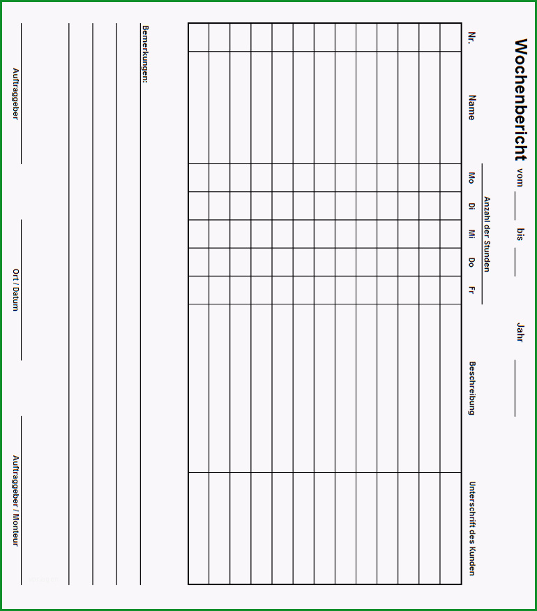 117 muster von einem wochenbericht