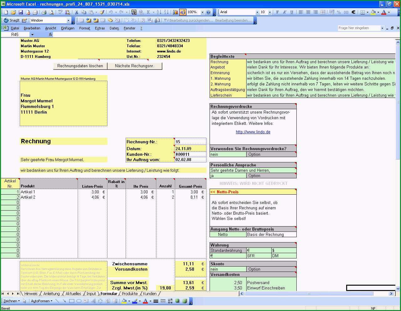 Ausgezeichnet Rechnungstool In Excel Vorlage Zum Download