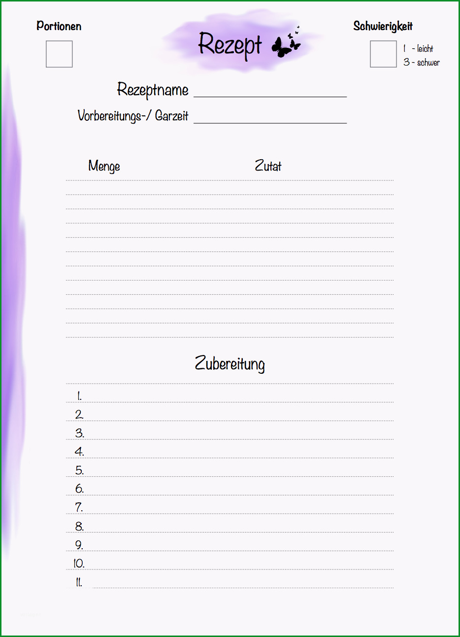 rezept vorlage muster und vorlage