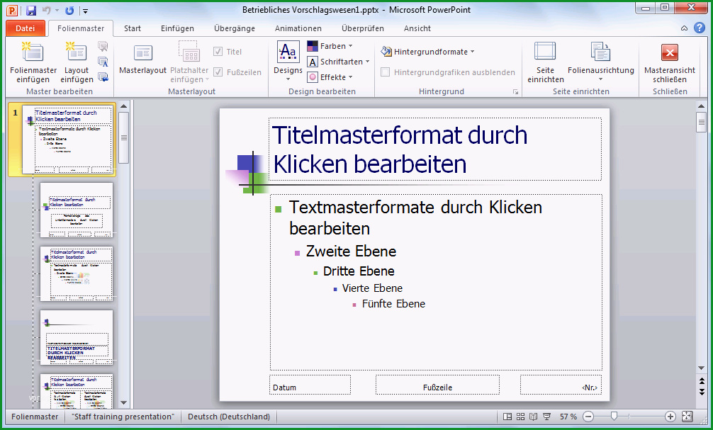 schulungsunterlagen microsoft powerpoint 2010 einfuehrung