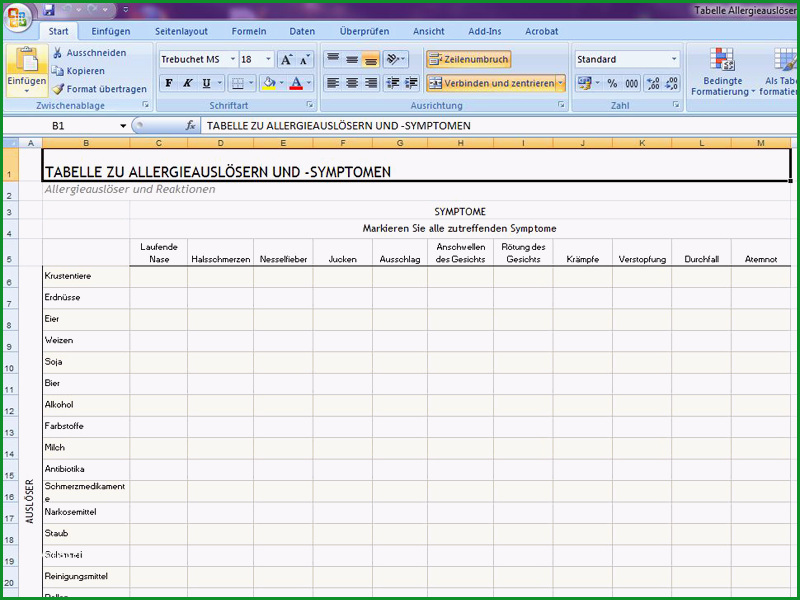 tabelle allergieausloser