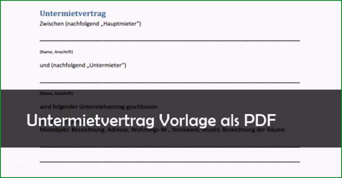 untermietvertrag vorlage