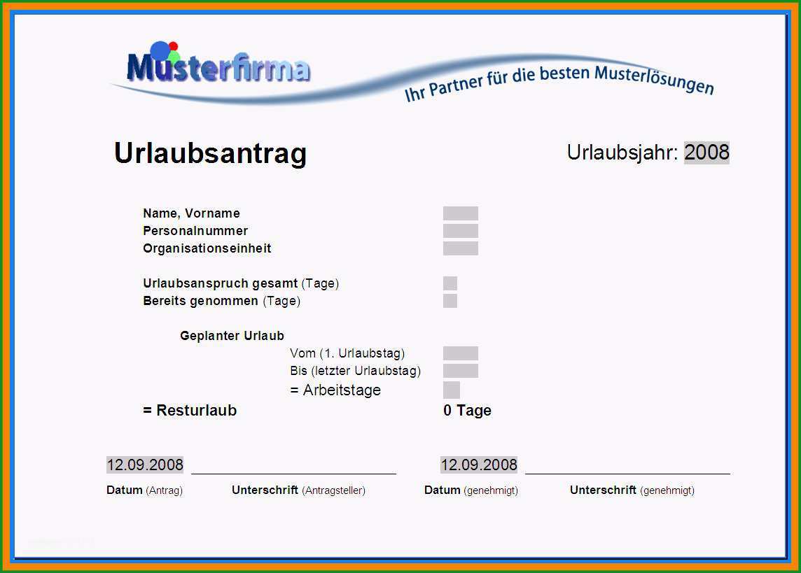 urlaubsantrag vorlage excel inspirierende 9 urlaubsantrag vorlage