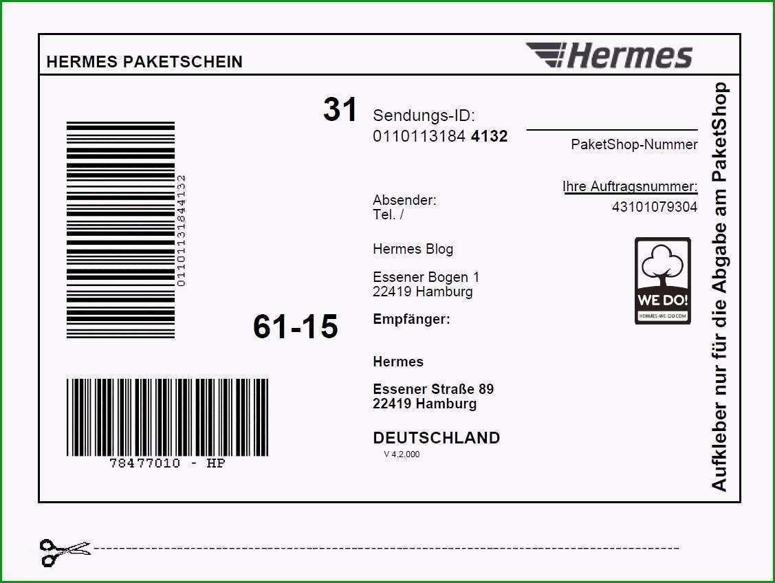 Ausgezeichnet Versandaufkleber Vorlage Am Besten Line Paketschein Hermes