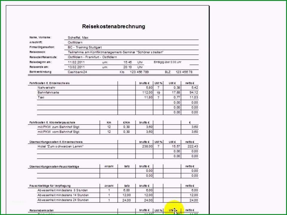 vorlage formular fur nstreiseantrag reisekostenabrechnung und 2