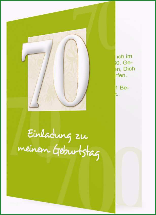 Vorlage fuer Einladung zum 70 Geburtstag Siebzig in Weiss vor Gruenen Hintergrund 99