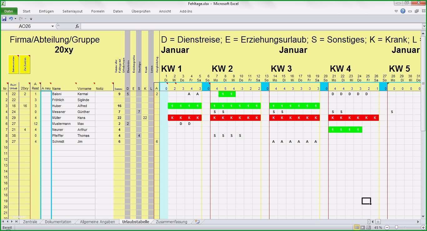 12 urlaubsplan excel vorlage