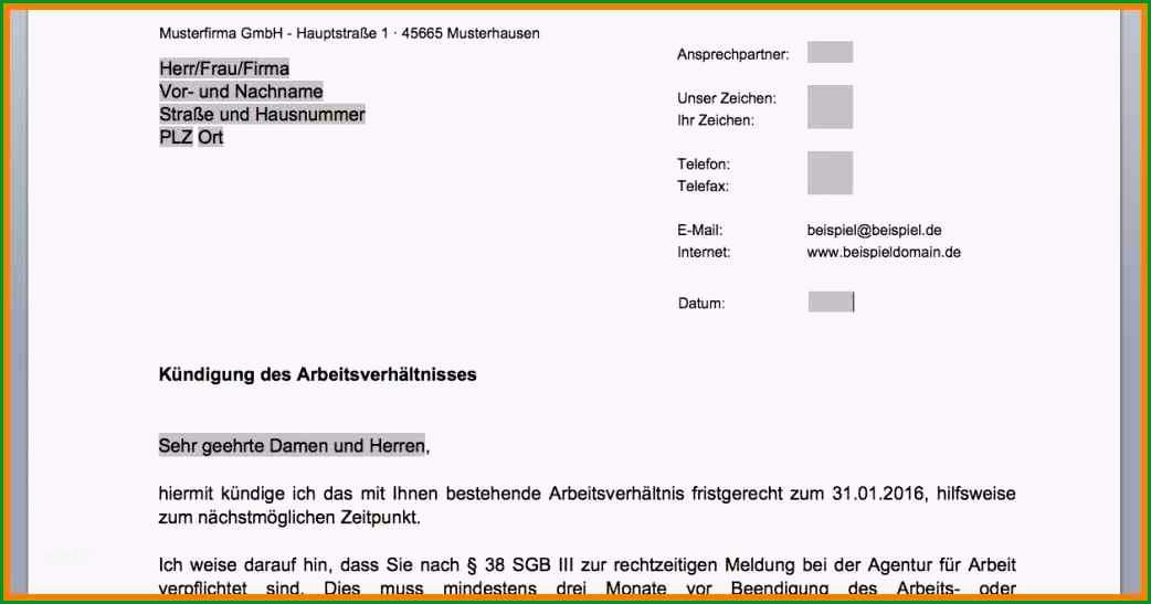 17 kundigungsschreiben vorlage arbeit