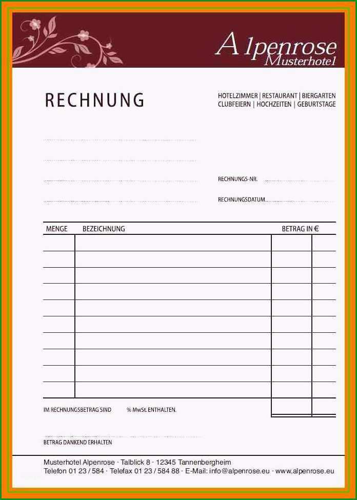 17 restaurant rechnung vorlage