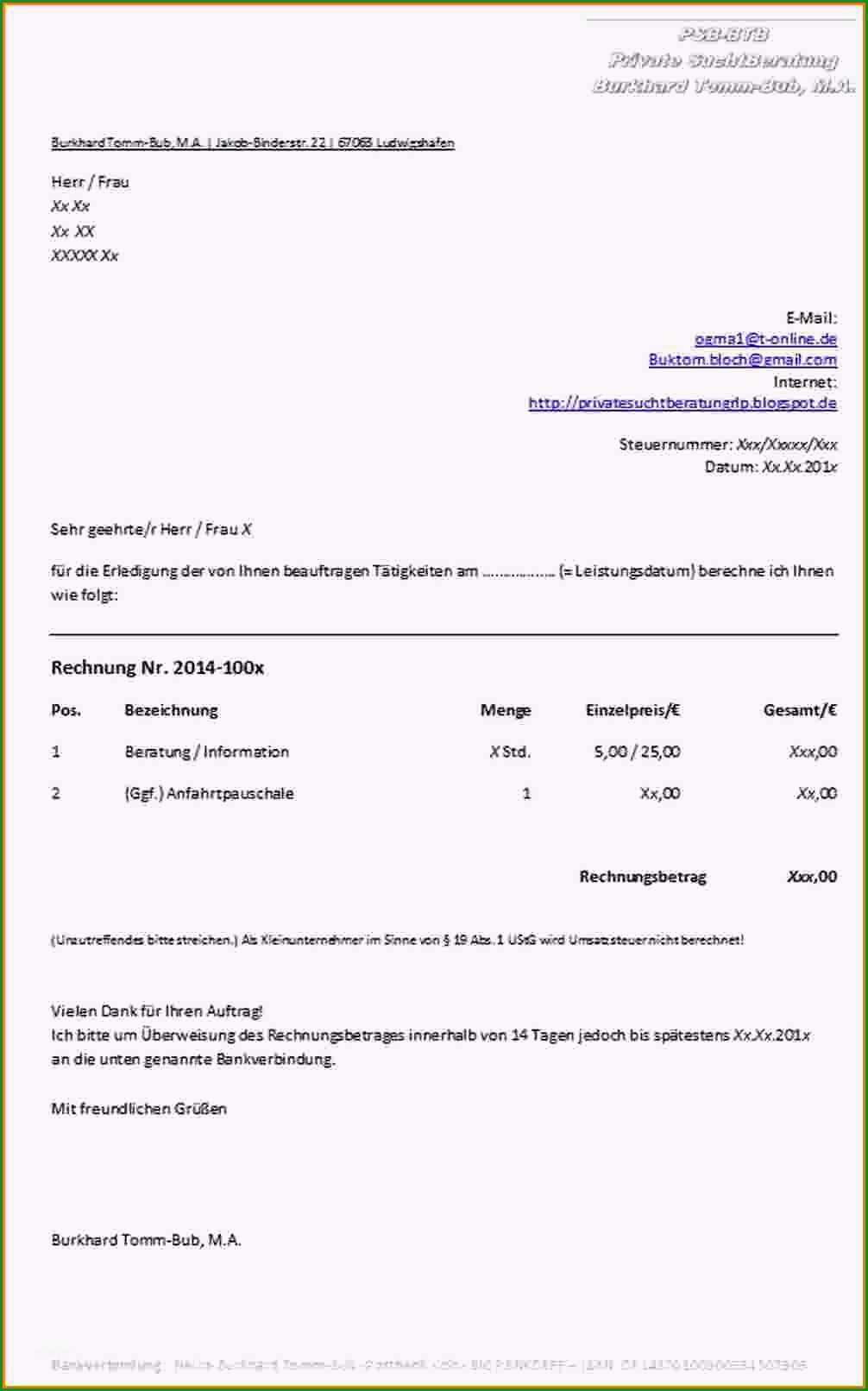 19 rechnung privatperson muster