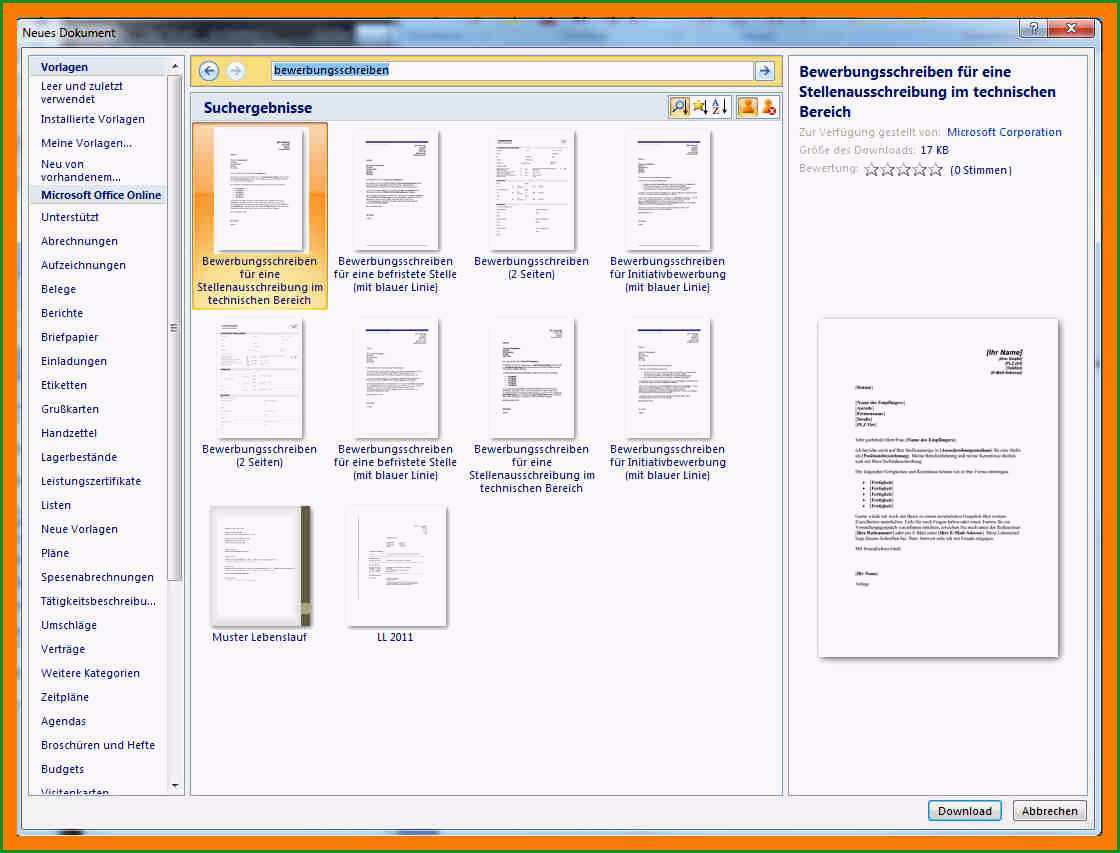 21 bewerbung vorlage word