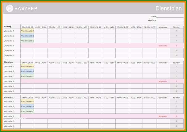 arbeitsplan vorlage monat