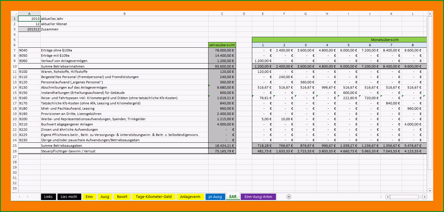 8 private buchhaltung excel vorlage