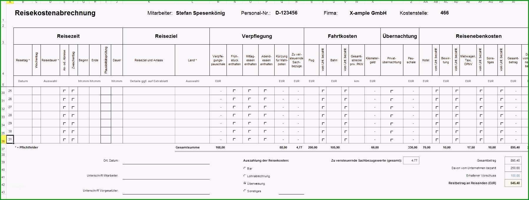 8 reisekostenabrechnung excel freeware