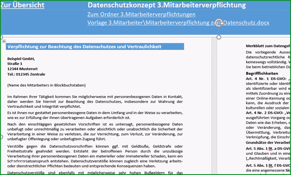 datenschutzkonzept muster