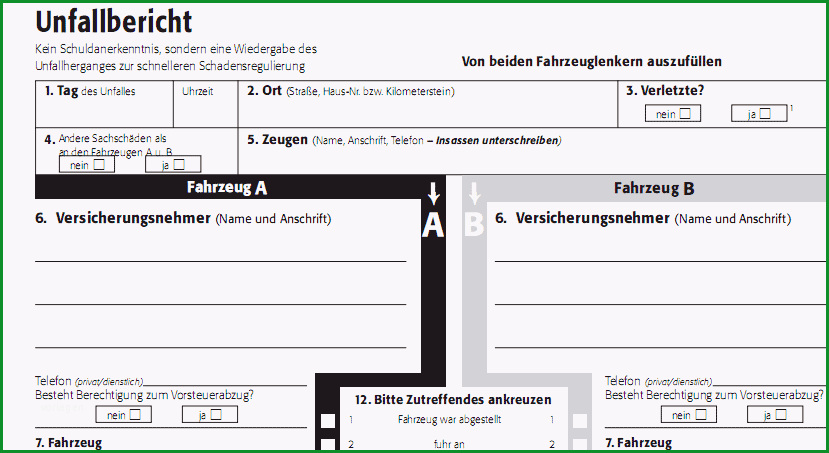 auto unfallbericht vorlage zum ausdrucken
