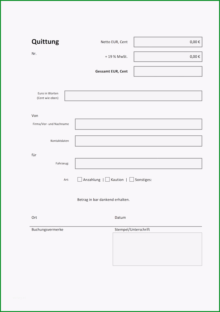 Hervorragen Quittung Vorlage Word Nur Für Sie 1