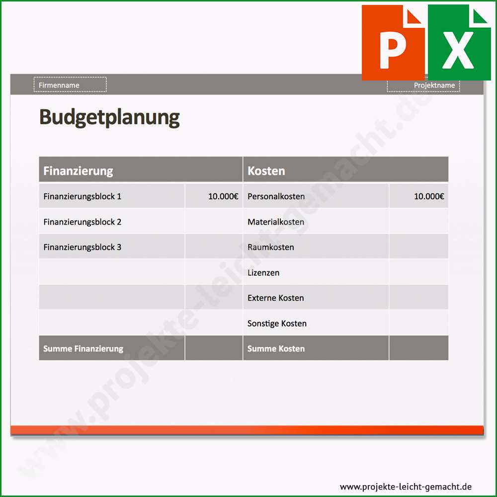 bud planung excel vorlage