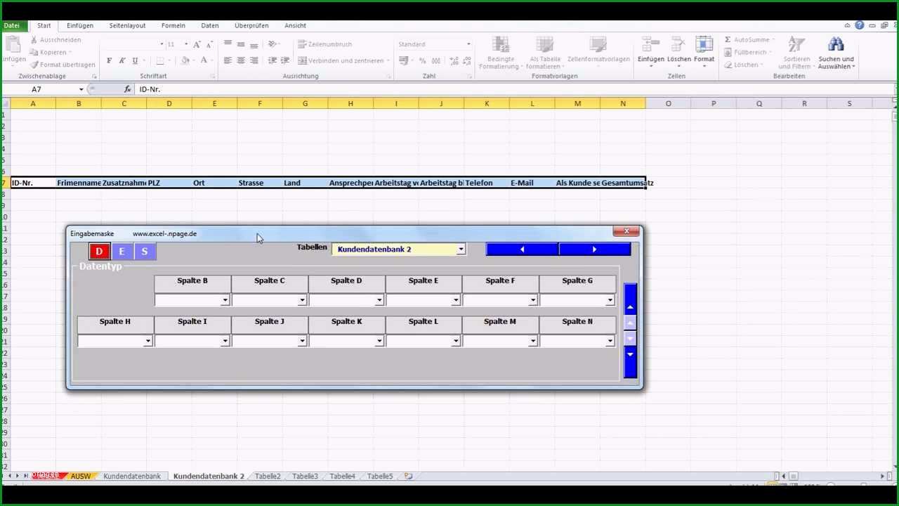 Bemerkenswert Datenbanken In Excel Aus Einer Flexiblen Eingabemaske Mit