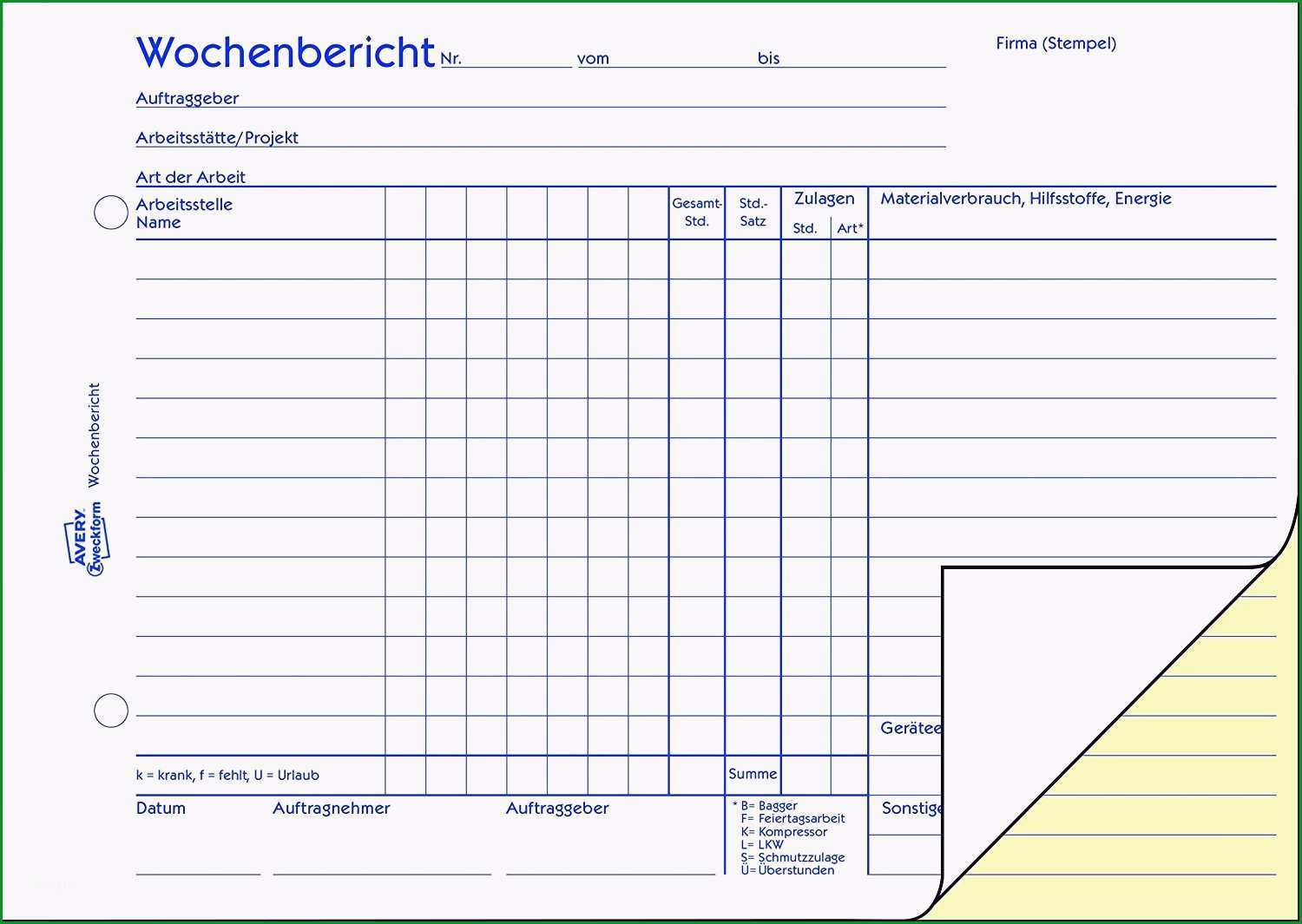 rapportzettel vorlage handwerk