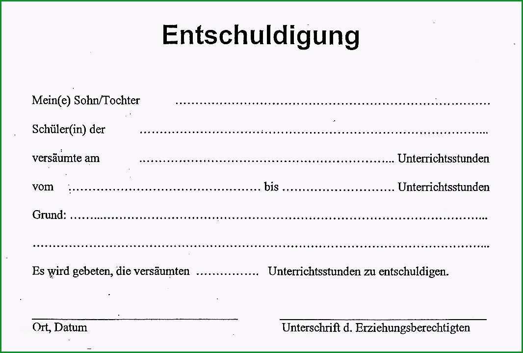 entschuldigung schule vorlage pdf