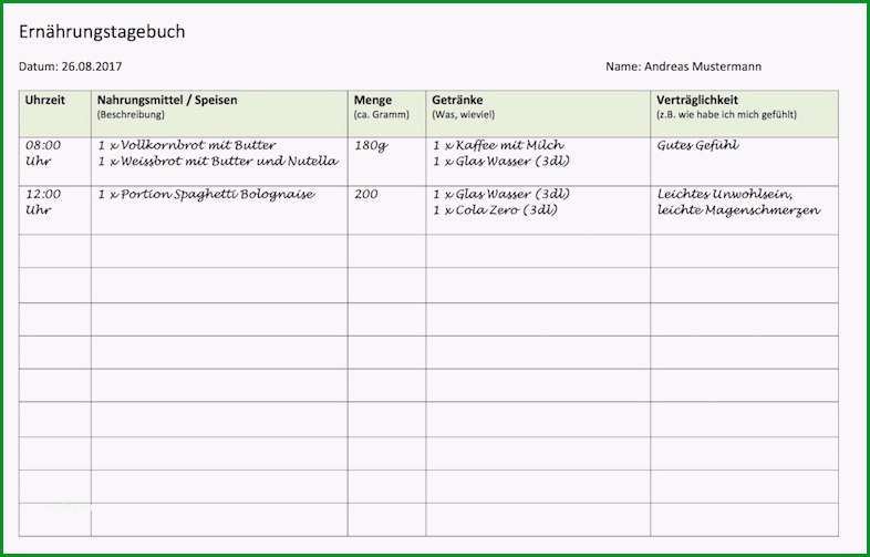 ernaehrungstagebuch vorlage