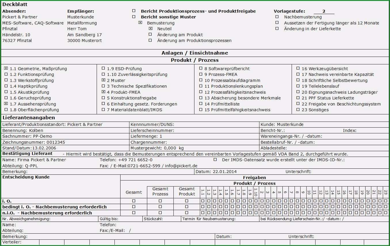 erstmusterprufbericht vda vorlage excel erstaunlich erstbemusterung und ppap vom erstmuster zur serie mit rqm