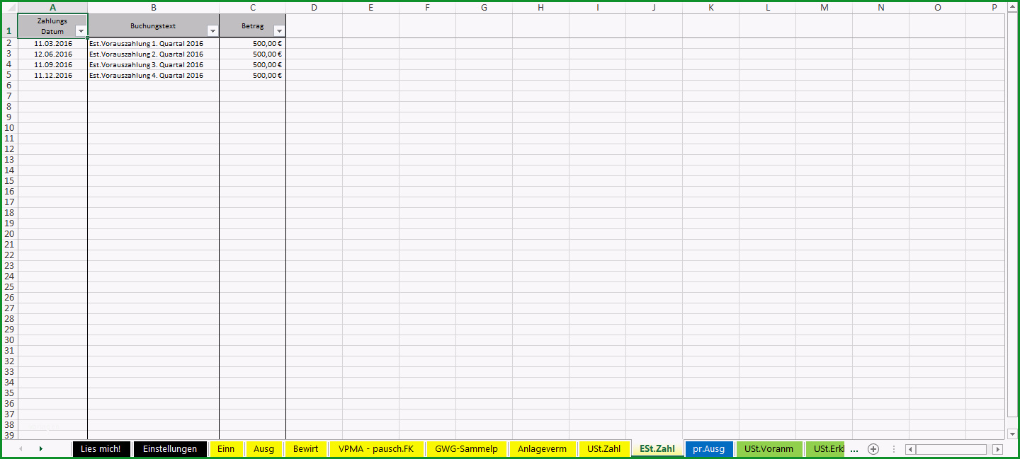 excel vorlage einnahmen ueberschuss rechnung euer 2016