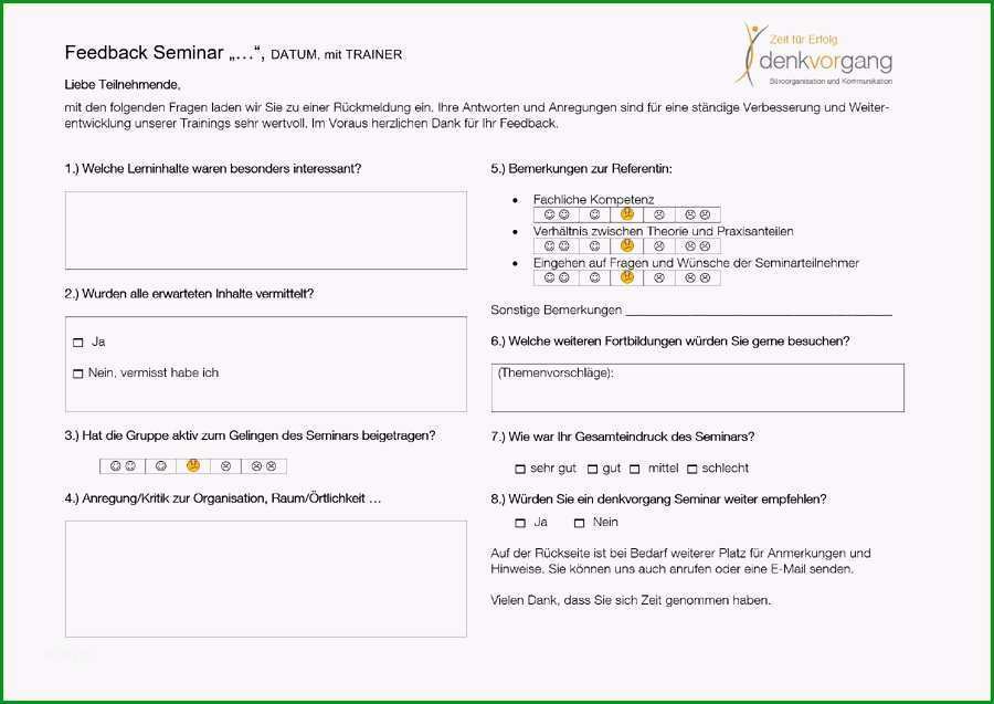 feedbackbogen vorlage seminar