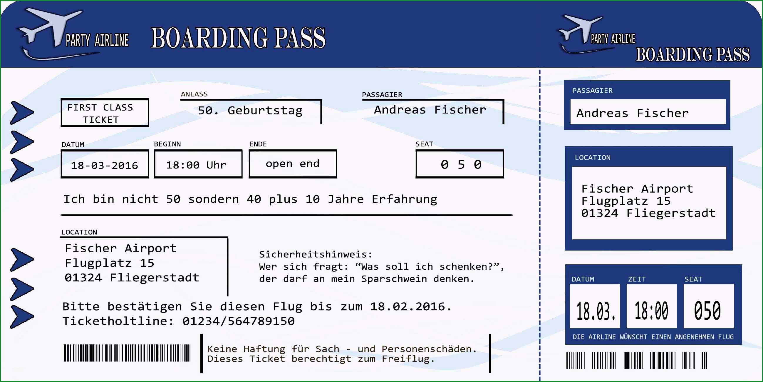 flugticket vorlage kostenlos