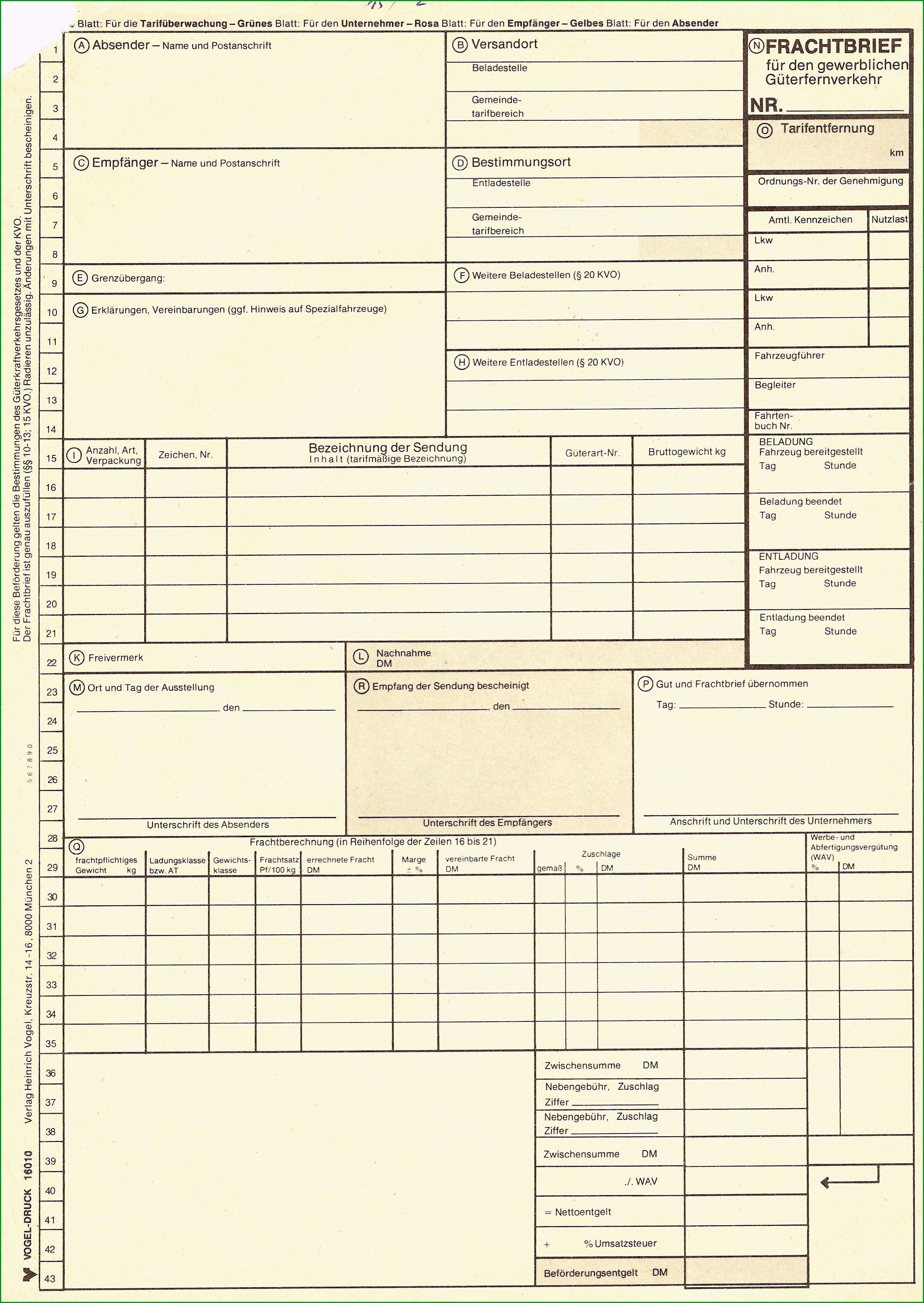 Erstaunlich Frachtbrief Vorlage Im Jahr 2019 2