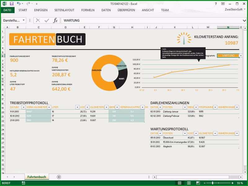 gratis excel vorlage fahrtenbuch am pc fuehren