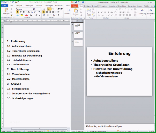 powerpoint praesentation aus word gliederung erstellen