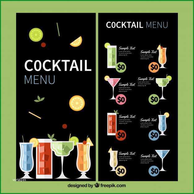 schwarze cocktailkarte vorlage