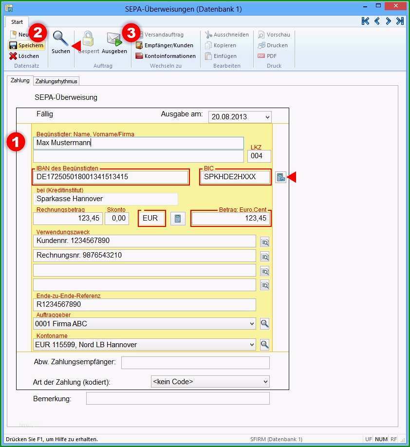 sepa uberweisung vorlage neu sepa zahlungen erfassen sfirm professionelles