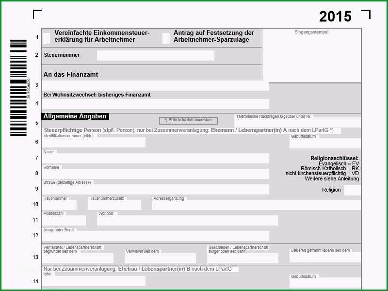 Bemerkenswert Vereinfachte Einkommenssteuererklärung 2015 Pdf Vorlage