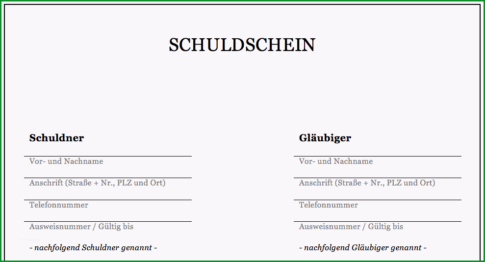 vordruck schuldschein pdf