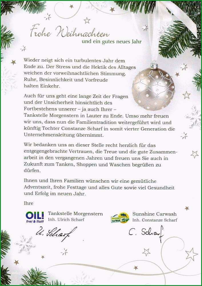 weihnachtsbrief kunden vorlage hubsch frohe weihnachten tankstelle morgenstern