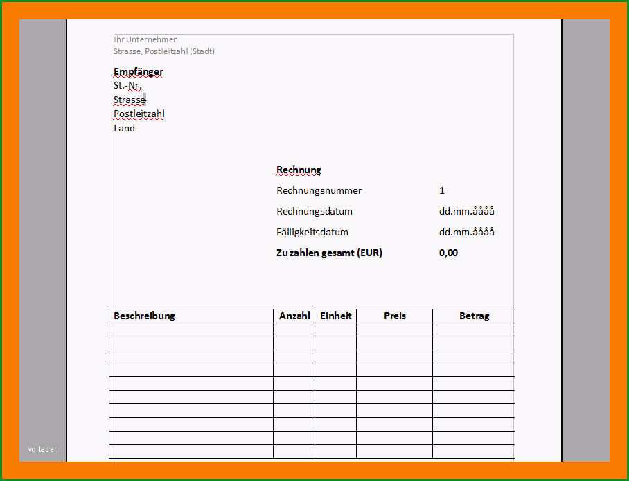 10 rechnungen schreiben vorlage